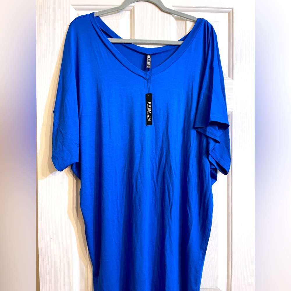 NWT Lock & Love Cobalt Blue XXXL boat neck top